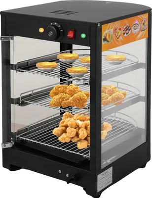 Zdjęcie produktu dla Szafka do podgrzewania żywności, 3 poziomy, moc 0,8 kW, napięcie 220 V, zakres temperatur 30-85℃, wymiary 35 x 42 x 52 cm