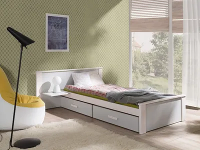 Image de Lit enfant avec espace de rangement 80x180 POLCH PLUS – blanc / gris