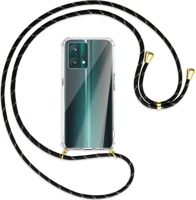 Produktbild von Handykette Backcover-Schutzhülle mit Band (Metall goldfarben) für Realme 9 Pro Plus 5G - schwarz/gold