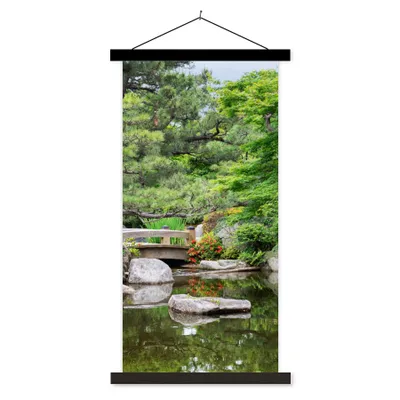Produktbild von MuchoWow® Textilposter Japanisch - Natur - Wasser - Steine - Bäume 90x180 cm mit schwarzem Rahmen - Dekoration Wohnzimmer