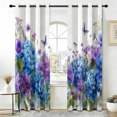 Obrázek produktu pro Zatemňovací závěsy - Akvarelový vzor s květinami - 175 x 140 cm
