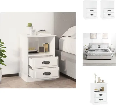 Obrázek produktu pro vidaXL Noční stolky 2 ks. Vysoce lesklá bílá 43x36x60 cm - Noční stolky