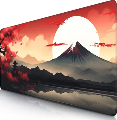 Produktbild von Titanwolf Gaming Mauspad XXL, 900 x 400 x 3 mm, Schreibtischunterlage, abwaschbar, rutschfeste Rückseite, Geschwindigkeit & Präzision, Japan Sunset 2
