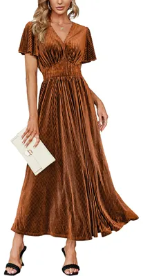 Zdjęcie produktu dla Prosta, damska, elegancka sukienka na wesele, dla druhen, gości, formalna, maxi, w stylu boho, z kwiatowym wzorem, luźna, długa