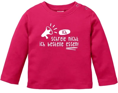 Productafbeelding van Baby shirt met lange mouwen, tekst: "Ik huil niet, ik bestel eten", voor jongens en meisjes, merk Moonworks®, kleur sorbet, maat 68/74 (4-9 maanden)