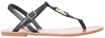 Zdjęcie produktu dla Tommy Hilfiger Leather TH Monogram Strap Sandals, Sandały, Damski, Dorosły, Czarny, Klamra, Skóra