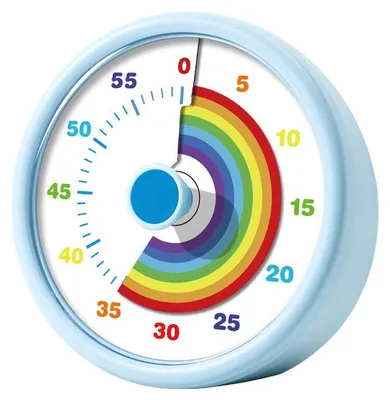 Produktbild von Visueller Timer für Kinder, 60-Minuten Countdown für Klassenzimmer Büro Küche, Schreibtisch Kinder Zeitmana gement Tools mit leisem Betrieb, Pomodoro Timer Regenbogenmuster (Blau)