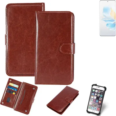Produktbild von K-S-Trade 360° Hülle kompatibel mit Honor 100 braun Kunstleder Case BookCase WalletCase Kunstlederederhülle Handyhülle, Rundumschutz Bumper (1x)