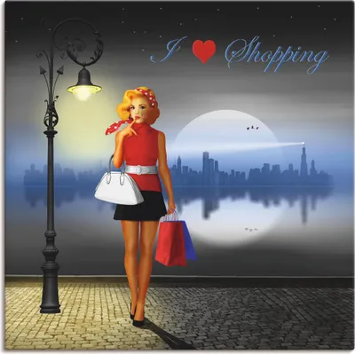 Produktbild von ARTland Leinwandbild Ich liebe Einkaufen Größe: 100x100 cm