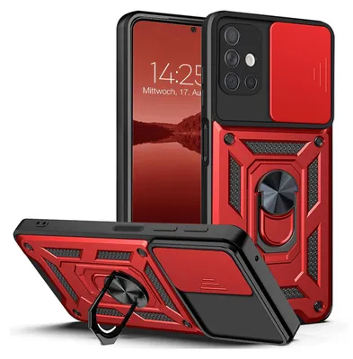 Produktbild von Armor Handyhülle für Samsung Galaxy A51 Kameraschutz Handy Panzer Case Cover Schutzhülle Outdoor Farbe: Rot