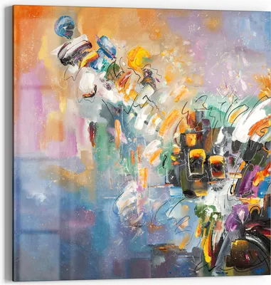 Produktbild von DEQORI Glasbild Echtglas 50x50 cm 'Abstraktes Feuerwerk' Wandbild Bild modern Deko