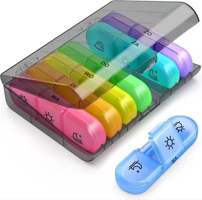 Produktbild von CHPN - Pillendose 7 Tage - Medikamentenbox - 3 Fächer - Pillendose - Aufbewahrungstablett - 7 Tage - Medikamente sortieren - Mehrfarbig - 3 Fächer pro Tag