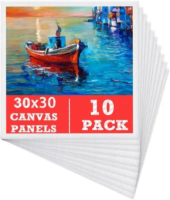 Productafbeelding van Schilderdoek 30 x 30 cm, 10 stuks, 100 procent katoen, voor acryl en olieverf, voor schetsen