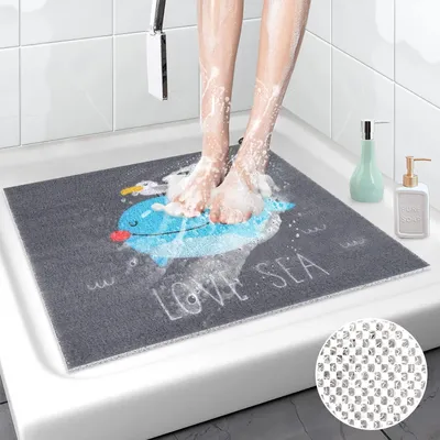 Obrázek produktu pro Protiskuzová podložka do sprchy, 60x60 cm, šedá, antibakteriální, s odtokovými otvory