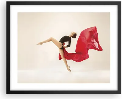 Produktbild von Gerahmtes Poster - Schwarzer Rahmen - Ballerina Tanz Rot - 50x40 cm - Wand Bild - Wanddeko - Wandbilder - Kunstposter - Wandposter - Bilderrahmen - Bilder - Kunstdruck - P2BAA50x40-4437