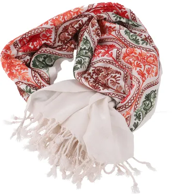 Produktbild von Bestickter Schal, Breites Indisches Schultertuch - Weiß, Damen, Viskose, 200*75 cm, Schals