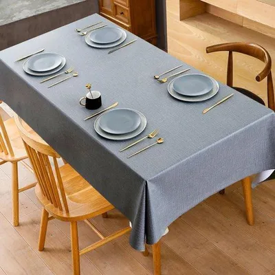 Image de Nappe en PVC gris, rectangulaire, imperméable, lavable, 90 x 140 cm