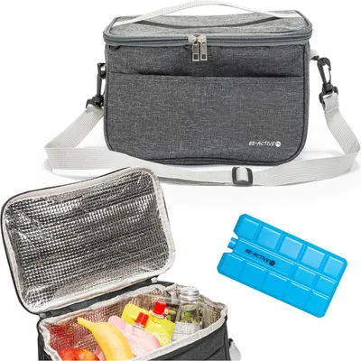 Zdjęcie produktu dla Torba termiczna 7,5L na lunch do pracy i na plażę z wkładem chłodzącym, szara