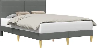 Image de Cadre de lit avec tête de lit Gris foncé 120 x 190 cm Tissu