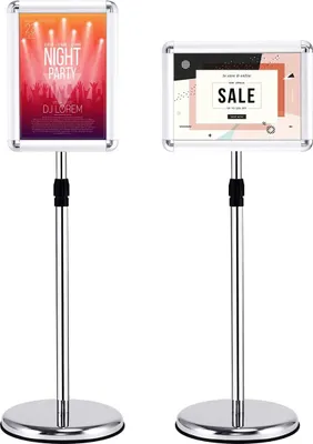 Produktbild von Praesentationsstaender Metall, Plakatstaender Infostaender, Praesentationsstaender drehbar, Werbestaender hoeheverstellbar, Silber (A3)