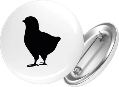Produktbild von Huuraa Button Küken Silhouette 59mm rund mit Sicherheitsnadel Ansteckbutton Geschenkidee