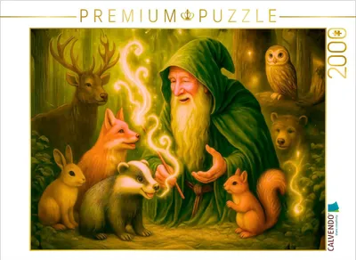 Produktbild von CALVENDO Puzzle Magier im Einklang mit den Tieren des Waldes | 2000 Teile Lege-Größe 90x67cm Foto-Puzzle für glückliche Stunden