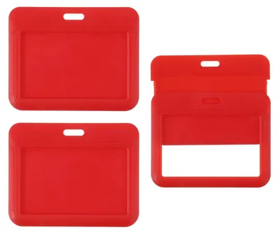 3er-Set Ausweishüllen, durchsichtig, rot, für Karten bis 5,5 x 8,6 cm