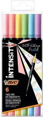 Image de BIC Intensity Dual tip marqueur 6 pièce(s) Pointe du marqueur Bleu clair, Vert clair, Rose clair, Pêche, Violet, Jaune