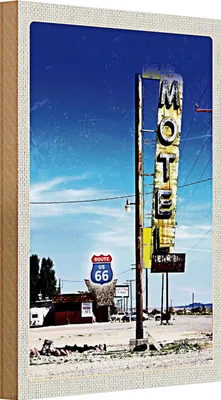 Produktbild von Holzschild Reise 20x30cm Amerika USA Route 66 Motel Wüste