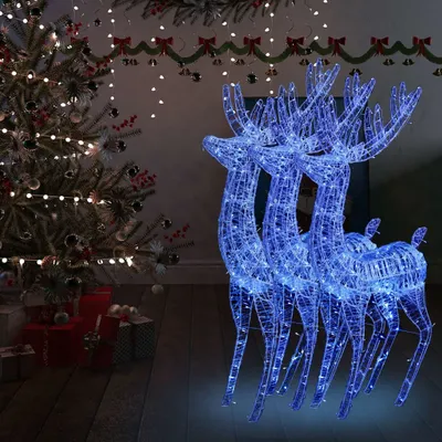 Productafbeelding van The Living Store XXL Kerstdecoratie rendier, acryl, 250 LED-lampjes, 3 stuks, 180 cm