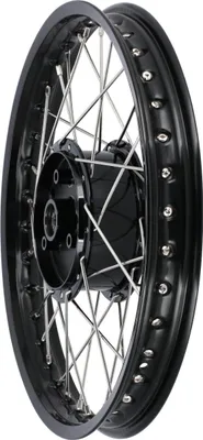 Produktbild von Tuning-Speichenrad 1,5 x 16" Alufelge Schwarz eloxiert + Edelstahlspeichen - für Simson S51, S50, KR51 Schwalbe, SR4