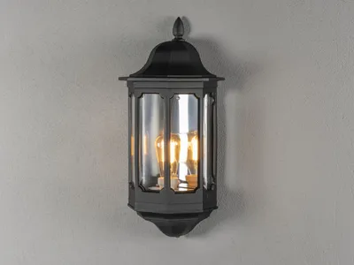 Produktbild von LED Außenwandleuchte, Außenwandlaterne Landhausstil, Fassadenbeleuchtung Schwarz