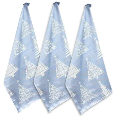 Zdjęcie produktu dla HOME ELEMENTS Zestaw ściereczek z egipskiej bawełny 50*70 cm, 3 szt., srebrne drzewa