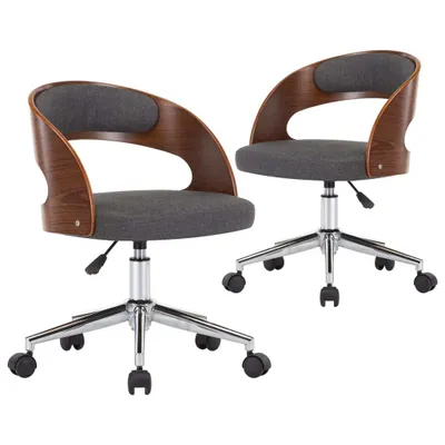 Image de vidaXL Chaise de salle à manger 2 pcs. Pivotant Gris Bois courbé et tissu