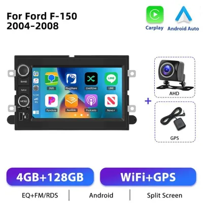 Image de Ford F-150 2004-2008 - Autoradio Android 2-DIN - Écran tactile 17,8 cm - CarPlay - Entrée caméra AHD - Mémoire 4 Go de RAM et 128 Go de ROM - GPS - FM RDS