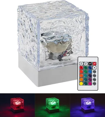 Obrázok produktu pre Rabalux Priehľadná dizajnová LED RGB stolová lampa Cubiko na batérie s DO 76022