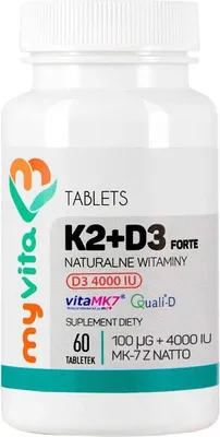 Produktbild von Myvita Vitamin K2 100mcg + D3 4000 IU 60 Tablets