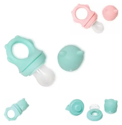 Image de Baby Care tétine pour fruits 2 en 1, anneau de dentition, tétine pour aliments complémentaires, aide à l'alimentation, capuchon de protection turquoise