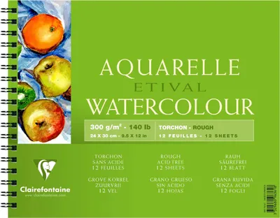 Produktbild von Clairefontaine 5x Aquarellpapier Block mit Doppelspirale 12 Blatt 24x30cm 96361C
