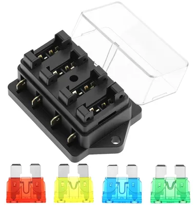 4-fach Sicherungshalter 12V mit Sicherungen für Auto & Boot