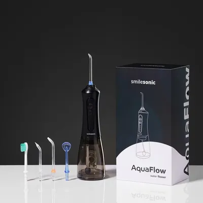 Obrázok produktu pre Bezdrôtová sprchová hlavica Smilesonic Aquaflow Black, 5 nástavcov, ideálna na cestovanie