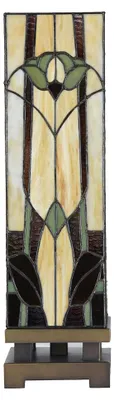 Zdjęcie produktu dla Clayre & Eef Lampa stołowa Tiffany 15x15x54 cm Beżowo-brązowe szkło