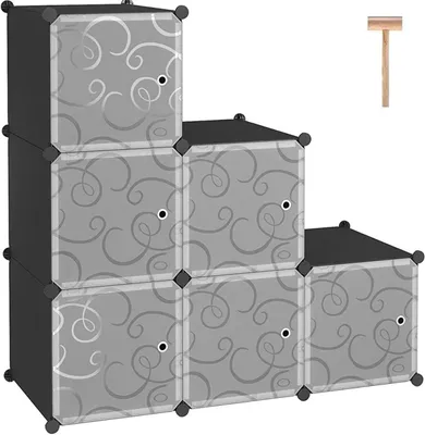 Imagen del producto de Organizador cúbico con puertas, 6 compartimentos cúbicos, para almacenamiento en el hogar