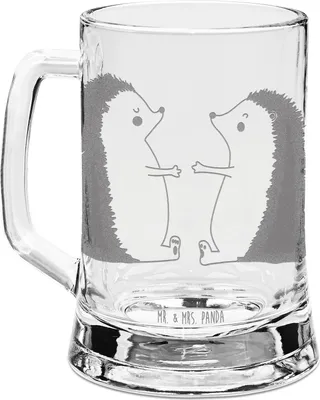 Produktbild von Mr. & Mrs. Panda Krug Igel Liebe - Transparent - Geschenk, Freundin, Humpen, Hochzeitstag, Hochzeit, Freund, Bierhumpen, Bierkrug Glas, Seidel, Glaskrug
