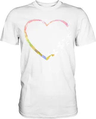 Produktbild von Buntes Herz Schmetterlinge T-Shirt – White / S