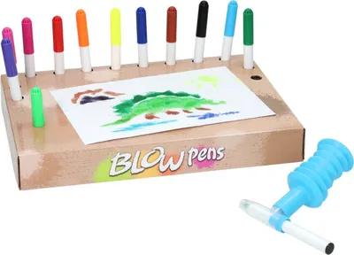 Image de Set de stylos souffleurs avec pompe Dinosaur