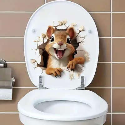 Produktbild von GKA WC Deckel Aufkleber Eichhörnchen Toilettendeckel Tattoo selbstklebend Toilette Toilettendeckelaufkleber