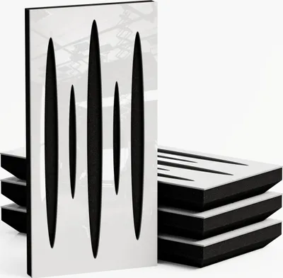 Obrázok produktu pre 4-pack - Úzky akustický panel s difúznou absorpciou zvuku | 50 x 25 cm | Hrúbka modelu - farba: (PULSAR - 33 mm | Biely lesklý plast]