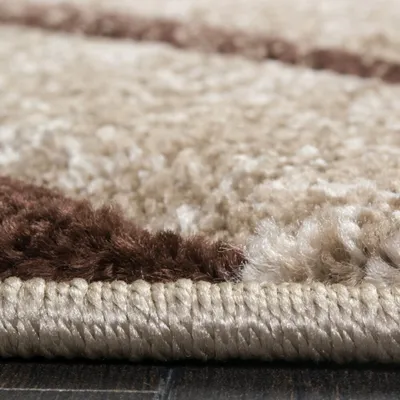 Produktbild von Designer Teppich mit Konturenschnitt Muster Gestreift Braun Beige Creme Meliert Grösse 80x300 cm