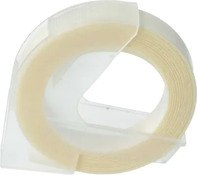 Produktbild von vhbw 3D Prägeband-Schriftband-Kassette kompatibel mit Dymo Mini, Motex, Maxi 1755, Label Buddy 20008 Etiketten-Drucker 3m x 9mm Weiß auf Transparent